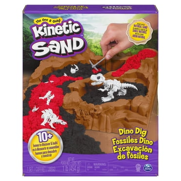 Kinetic Sand, Dino Dig Playset with 10 Hidden Dinosaur Bones, Play Sand Sensory Toys, Stocking Stuffers & Christmas Gifts for Kids Ages 6+