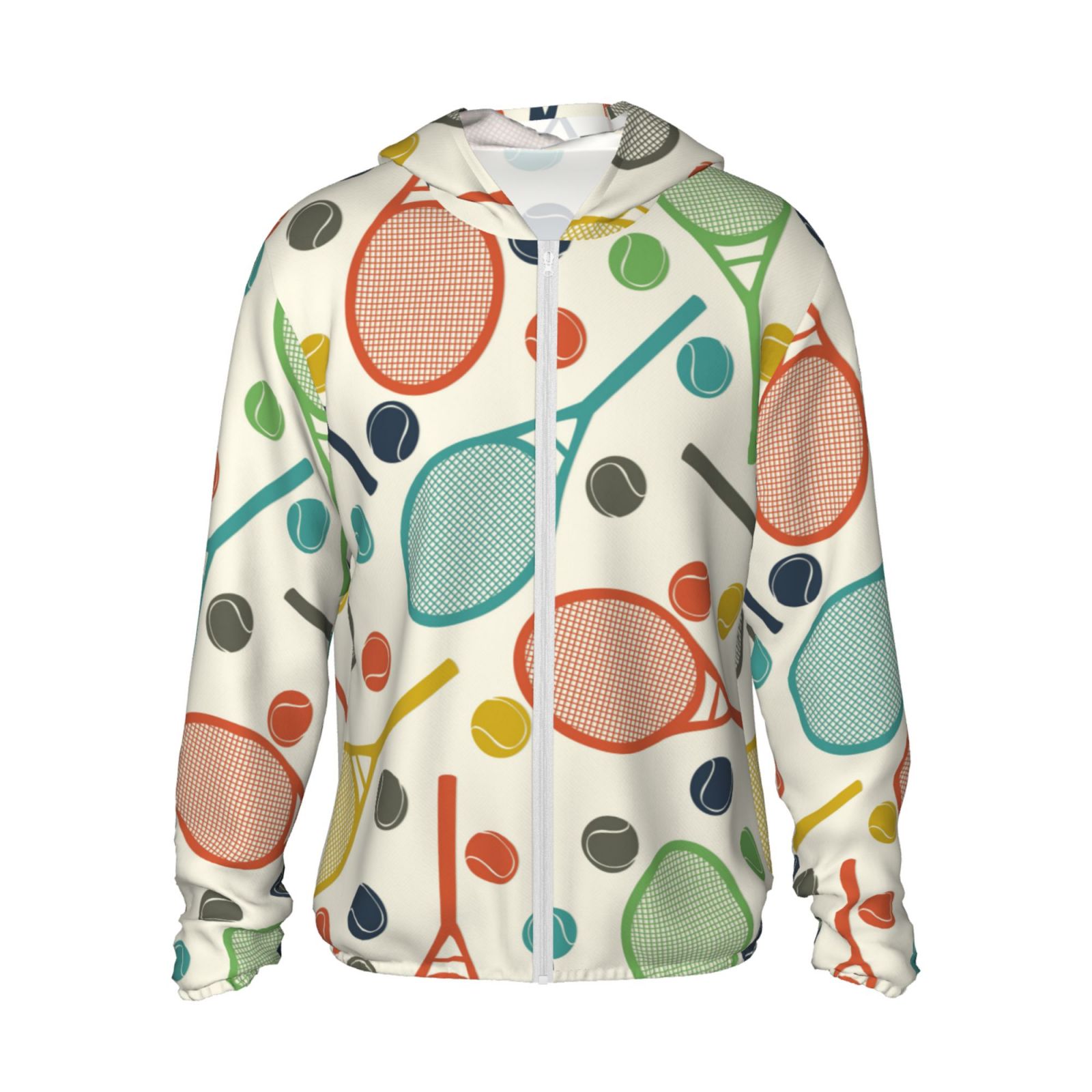 Lsque Racket and Tennis Ball Pattern UPF 50+ Lightweight Sun Protection Men's Women's Long Sleeve Shirt, Hoodie Performance -XX-Large