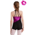 thumbnail image 2 of Miaeowve Justaucorps de Gymnastique à Paillettes pour Filles Enfants Tenues de Danse Sans Manches Combinaison Courte Tremblante avec Couvre-Chef Rose Vif 6, 2 of 7