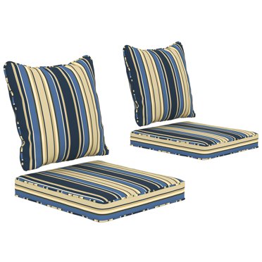 Outsunny Coussins de Chaise d'Extérieur avec Dossier pour Jardin et Terrasse, Bleu