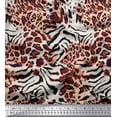 thumbnail image 1 of Soimoi Brown Modal Satin Fabric Leopard & Wild Animal Skin Print Sewing Fabric BTY 42 Inch Wide, 1 of 3