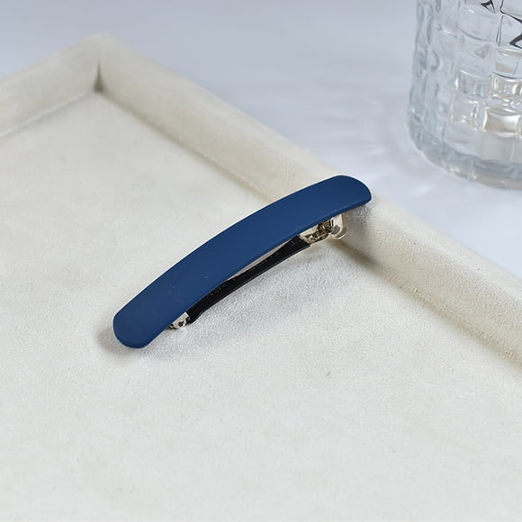 Vintage Hair Barrettes 12 Colors Strong Hold, Elegant Non-Slip Hair Clips for Thick Medium Hair, Flat French Barrette Clip for Women Gift with Glossy Finish, Blue