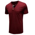 thumbnail image 3 of Innerwin Blouse Crew Neck Mens Summer Tops Work Henley Collar Regular Fit T Shirts Wine Red M, 3 of 5