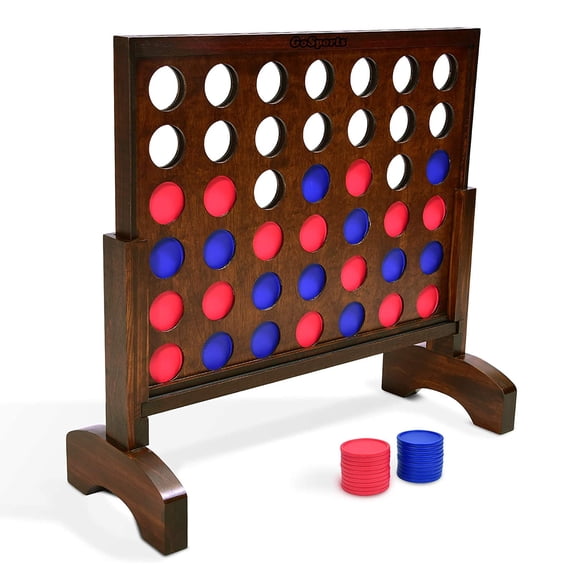 GoSports Giant 4 in a Row 4 Ft Wide Wooden Outdoor Backyard Lawn Game with Case
