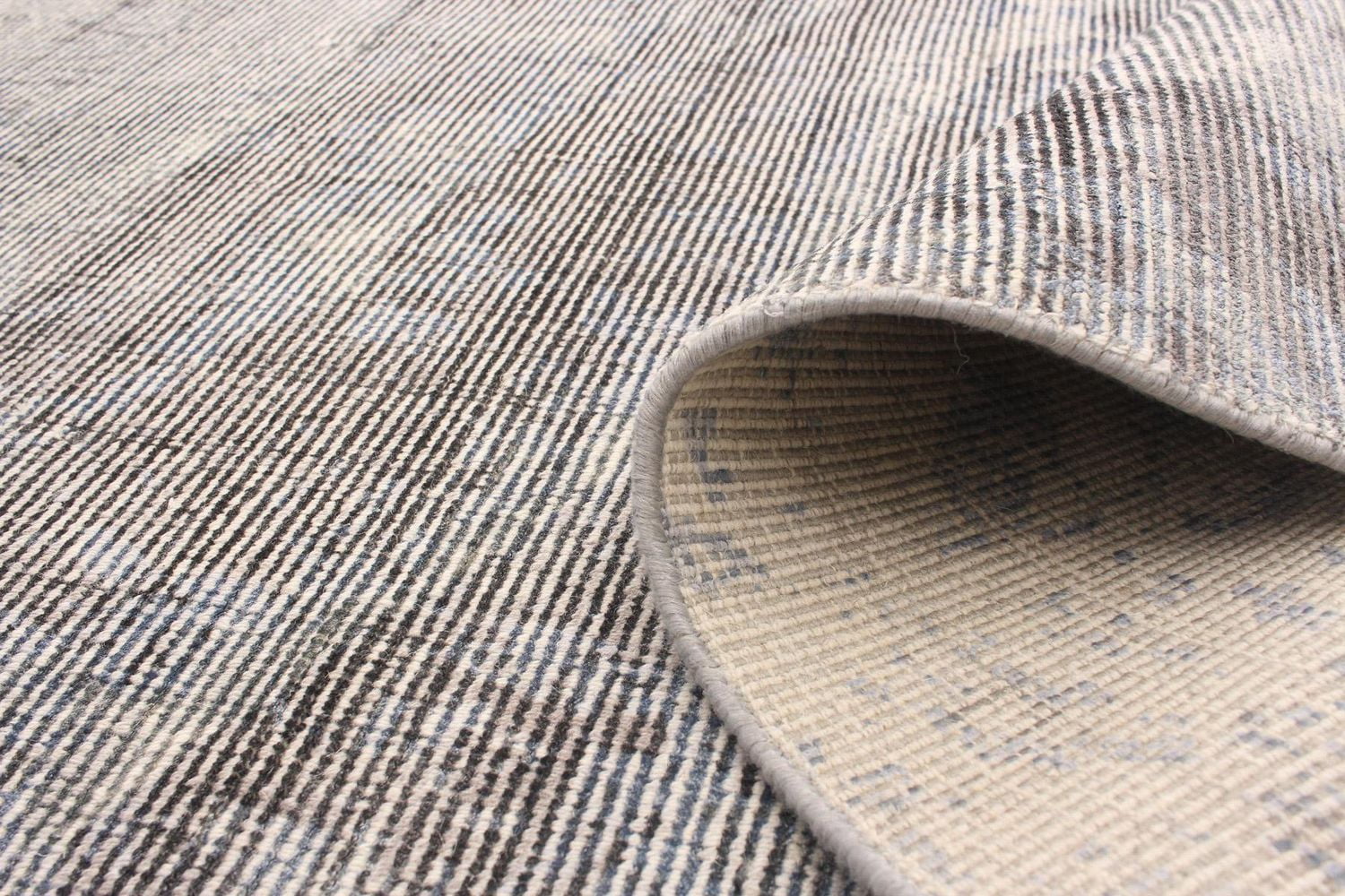 ECARPETGALLERY Tapis Noué à la Main pour Salon, Salle à Manger et Chambre à Coucher Rayé Collection Galleria 5'0" x 7'7" en Gris