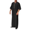 thumbnail image 1 of XZNGL Mens Muslim Robe Set Arab Middle Robe Long Sleeve Standing Neck Pocket Button Casual Robe, 1 of 3