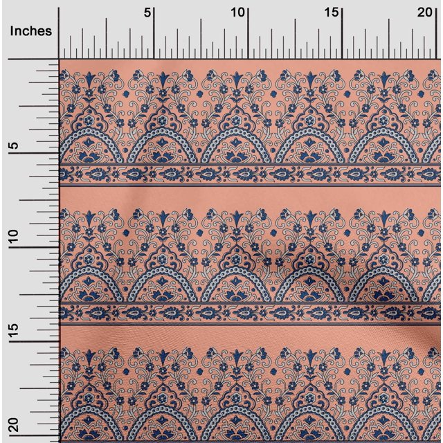 oneOone Polyester Lycra Fabric Leaves & Floral Block Print Fabric By Yard 56 Inch Wide