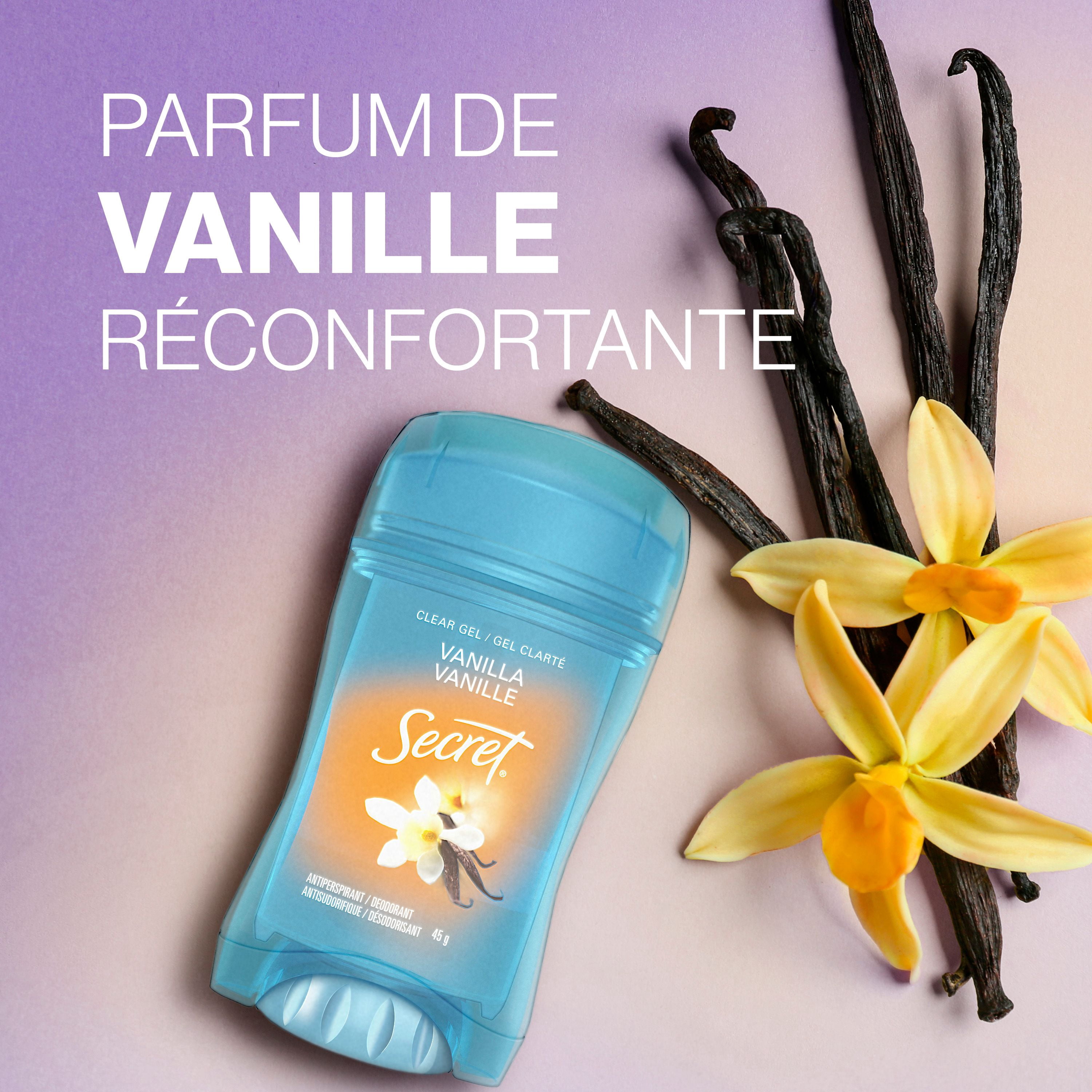 Antisudorifique et désodorisant gel clarté Secret, parfum Vanille