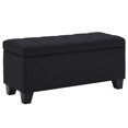 thumbnail image 1 of Modern Fabric-Upholstered Rectangular Storage Ottoman Bench - Black, 1 of 7