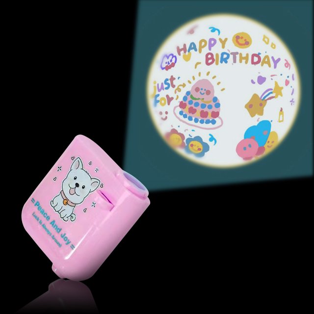 mmirethe Lampe de Projection Joyeux Anniversaire Réglable Projecteur de Fête Accessoires Éclairage Intérieur Arrière-Plan Ambiance Chambre Type 3 Rond 1ensemble