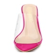 thumbnail image 2 of BLISSFUL STEP Women's Clear Point Toe High Block Heel Mules Slides Sandals Hot Pink 8.5, 2 of 8