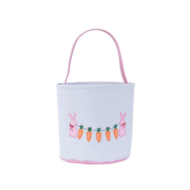 Eggs for Easter Egg Hunt Canvas Rabbits Basket 9.84x9.06 Inch, Easter Candy Gift Baskets for Children with Sturdy Handle & Spring Decor
