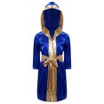 thumbnail image 1 of Alvivi Enfants Garçons Robe de Boxe Art Martial Muay Thaï Uniforme Manches Longues Kick Boxe Robe à Capuche Ensembles Bleu Royal 14, 1 of 7