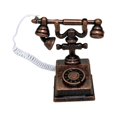 thumbnail image 1 of Baohd Retro Style Alloy Made Miniature Phone Model Exquisite Craft Doll House Complement Retro Rotary Telephone Round Edge E-copper color, 1 of 6