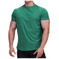 thumbnail image 3 of BiZtdJrK T-Shirts Actifs à Séchage Rapide pour Hommes Été Course Entraînement Hauts Couleur Unie Manches Courtes Col Rond Chandails pour Muscles, Vert, P, 3 of 7