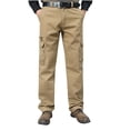 thumbnail image 1 of RXIRUCGD Men's Solid Color Pocket Workwear Pantscasual Straight Leg Pants, Khaki, Size: L, 1 of 6