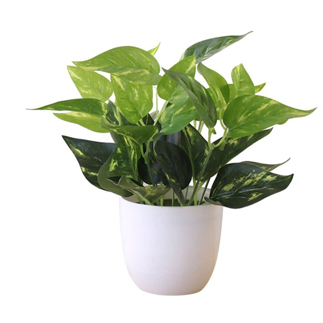 Artificial Potted Plant Leaf Simulation Leaves Home Office Desktop Greenery Decoration
