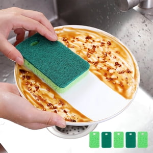 TIMIFIS Sponge Scouring Pad 5Pcs Wood Pulp Sponge for Washing Dishes in The Kitchen Cleaning Dishes and Pots Sponge Blocks Household Wood Pulp Cotton Dishwashing Cloth Sponge Cleaning Tools