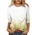 thumbnail image 2 of Chemises pour Femmes T-shirt Imprimé de Mode pour Femmes Blouse Mi-Longue à Manches 3/4 Col Rond Hauts Décontractés Blouses en Polyester pour Femmes en Liquidation, 2 of 4