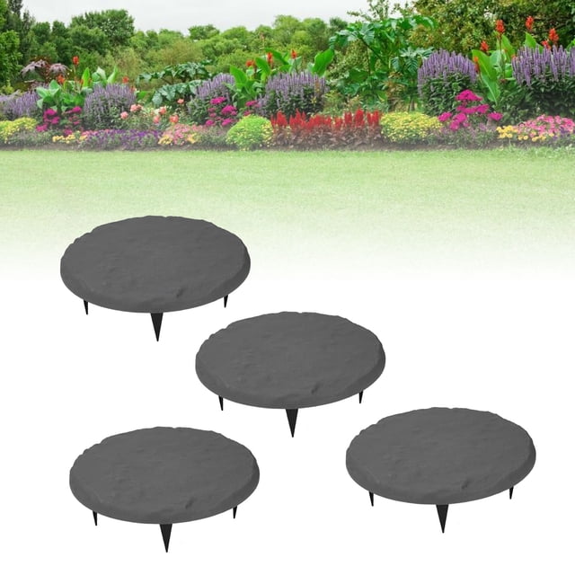 Stepping Stones with Ground Stakes, 4pcs Home Garden Step Stones for Outdoor Walkway or Pathway Pavers, Polypropylene Resin Outdoor Step Stones Decorative for Lawn Garden Pathway