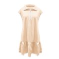 thumbnail image 4 of Ovzne Robes pour Femmes 2025 Robe Décontractée pour Dames Couleur Unie à Manches Courtes Demi-Fermeture Éclair Col à Revers Robe à la Mode Robe de Printemps à Manches Courtes Liquidation, 4 of 5