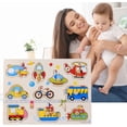 thumbnail image 2 of Jindong Kids Wooden Peg Puzzles Set with Alphabet Numbers Fruits Animals and Vehicles, 2 of 9