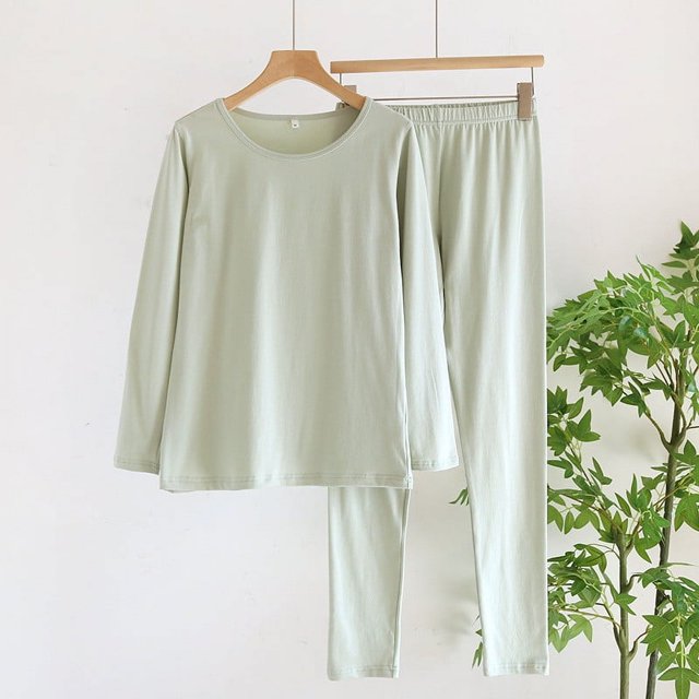 asjyhkr Ensembles de Pyjama pour Femmes Manches Longues Col Rond Chemise Taille Élastique Pantalon Coton Léger Tenues Confortables