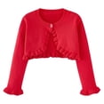 thumbnail image 1 of SROBPTY Cardigans d'Automne pour Filles, Cardigan Tricoté Uni à Col Rond à Manches Longues pour Enfants, Veste en Laine Décontractée Rouge 2 Ans, 1 of 4
