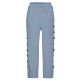 thumbnail image 4 of WEIYLL Womens Pants Solid Color Elastic Waist Loose Side Button Decoration Versatile Ankle-Lengh Grey Pant size L, 4 of 7