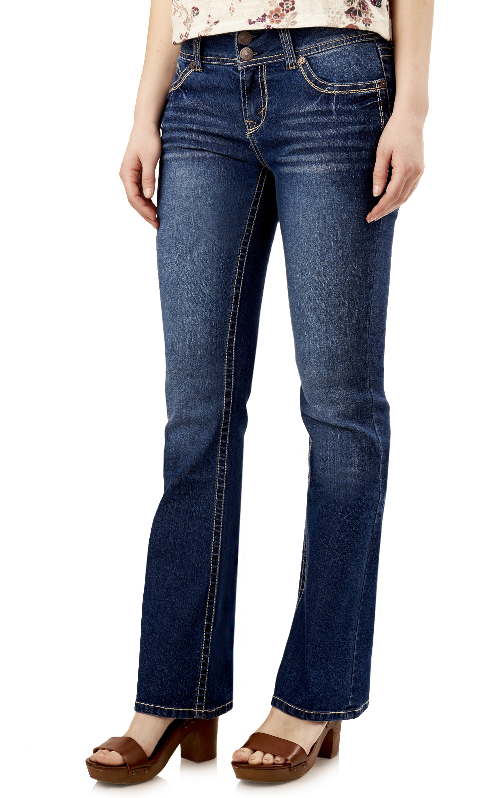 WallFlower Women's Luscious Curvy Bootcut Mid-Rise Insta Stretch Juniors Jeans (Standard and Plus)