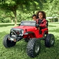 thumbnail image 2 of VOLTZ TOYS Lifted Monster Jeep Style 24V 2-Seater Kids Ride-On Off-Road Car Truck, 4WD Motorized Toy Vehicle with Parent Remote Control, Leather Seat, EVA Tires, Red, 2 of 7