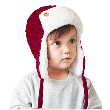 Pisexur Tuques d'Hiver pour Bébé avec Cache-Oreilles, Mode Garçons et Filles, Bonnet Chaud en Laine, Doux et Confortable, Tricot Torsadé, Mignon Bonnet en Molleton pour Tout-Petits 0-3 Ans