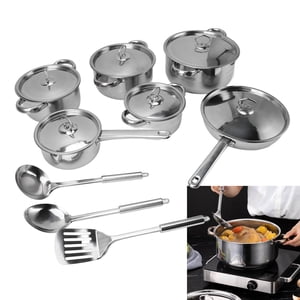 Kitchen Cuissaillerie, Rustproof Pots en acier inoxydable polyvalent Pans Set Fond composite avec lids pour la cuisine