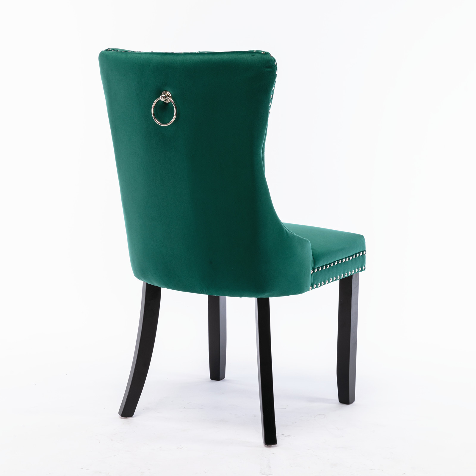 Homy Casa Green Velvet Tufted Dining Chairs Set of 2 with Solid Wood Legs and Nailhead Trim