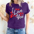 thumbnail image 1 of Pisexur Valentines Day T-shirt Top T-shirt à Manches Courtes Imprimé Amour de la Saint-Valentin pour Femmes, Col Rond, 1 of 5