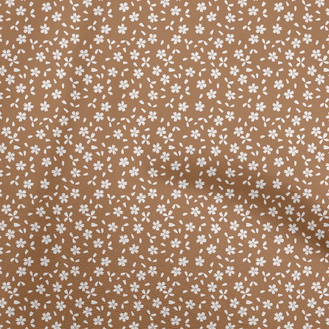 oneOone Rayon Brown Fabric Floral Sewing Material Print Fabric By The Yard 56 Inch Wide