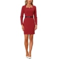 thumbnail image 1 of INSPIRE CHIC Robe de Bureau Élégante pour Femme, Encolure Cœur, Robe Crayon Moulante Ceinturée, L Rouge, 1 of 5