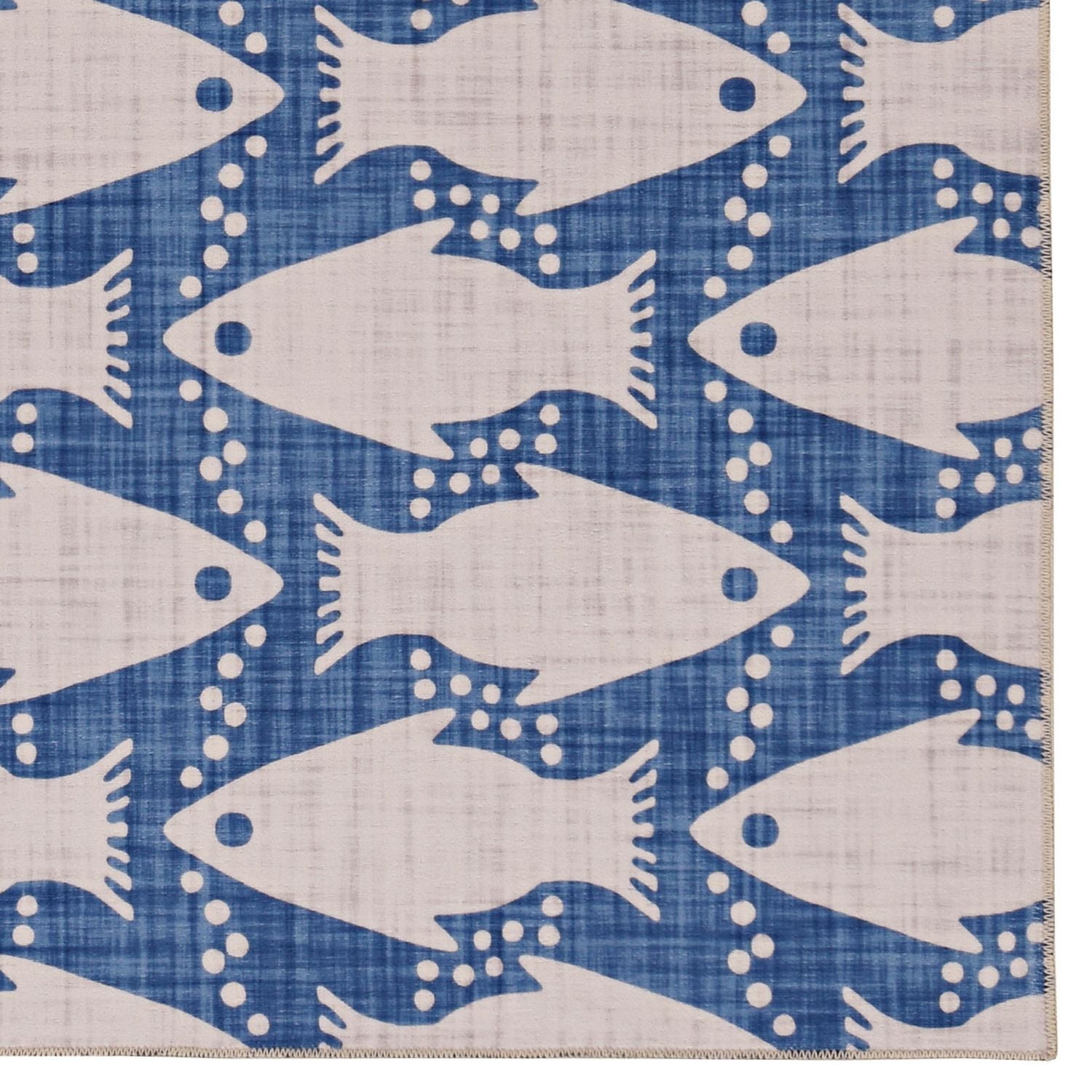 Tapis de couloir lavable Seabourne 2 pi x 8 pi ivoire et bleu