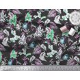 thumbnail image 3 of Soimoi Green Polyester Crepe Fabric Bird,Leaves & Orchids Flower Printed Fabric 1 Yard 42 Inch Wide, 3 of 3