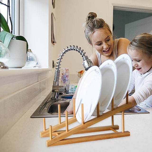 Rbaofujie Ladder Wooden Utensil Rack - Plates Cutting Board Drying Rack - Kitchen Countertop Display Rack - Cabinet Storage Rack - Can Hold Cups - Books - Plates Etc. Clearance Sale