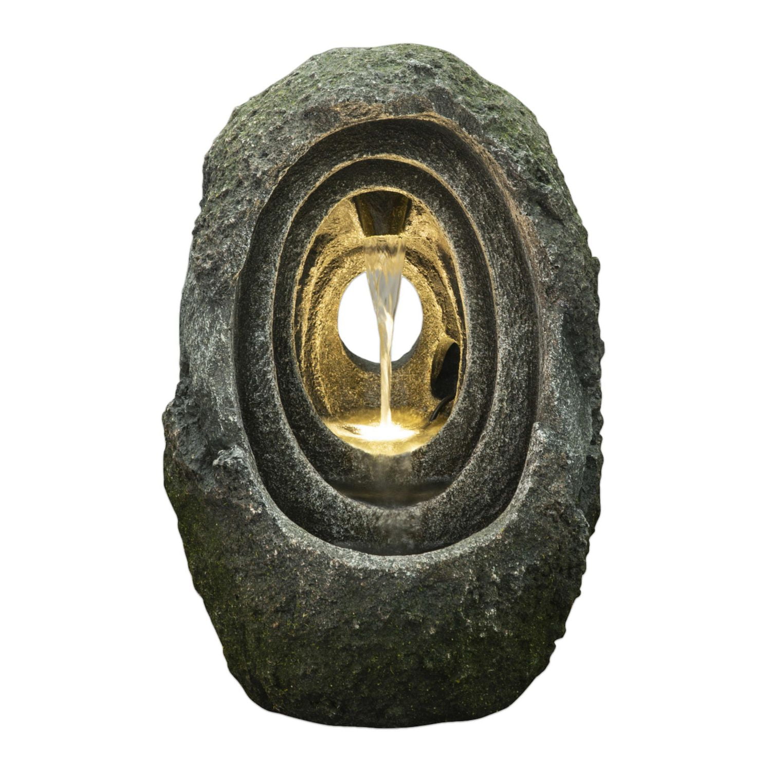 Grotto Indoor/Outdoor Tabletop Fountain with energy-efficient pump and LED accent lighting