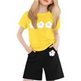 thumbnail image 1 of Tenues pour Bébé Fille T-Shirt à Manches Courtes Col Rond Imprimé Décontracté Vêtements pour Adolescentes Jaune 6-7 Ans, 1 of 3