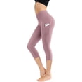 thumbnail image 3 of DPTALR Women's Quick Dry Solid Pocket Capris Yoga Pants, 3 of 4