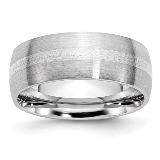 Cobalt Sterling Silver Inlay Satin 8mm Band Size 7.5