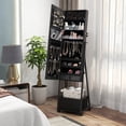 thumbnail image 4 of Costway Jewelry Cabinet Armoire Full Length Mirror Lockable with Bottom Drawer & Wheels Black, 4 of 9