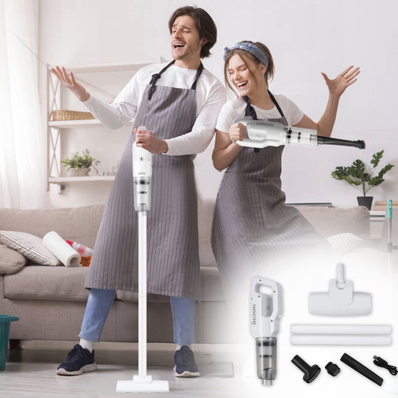 Car Vacuum Cleaner,Stick Vacuum, Vacuum Cleaner with 30 Mins Long Runtime, Lightweight Vacuum Cleaner for Carpet and Hardwood Floor Pet Hair,White