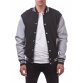 thumbnail image 1 of Pro Club Men's Varsity Fleece Baseball Jacket, Black/Heather Gray, X-Large, 1 of 10