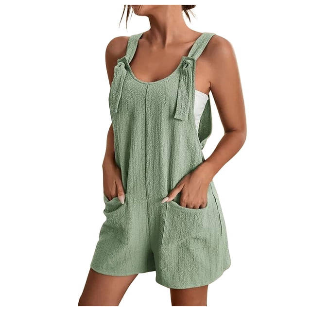 EQWLJWE Combinaison Décontractée pour Femmes, Couleur Unie, Shorts à Bretelles, Tailles TP-TG