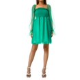thumbnail image 2 of Robe Décontractée Femme Été Couleur Unie Cou Carré Longue Manche Transparente S/M/L/XL, 2 of 5