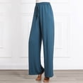 thumbnail image 2 of Diufon Straight Pants for Women Elastic High Waist Drawstring Pants Cotton Solid Color Lounge Wide Leg Pants, 2 of 7